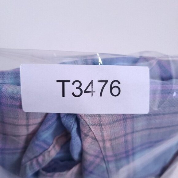 Frank & Eileen Barry Linen Plaid Button Up Shirt Size XS Blue Pink - Picture 6 of 7